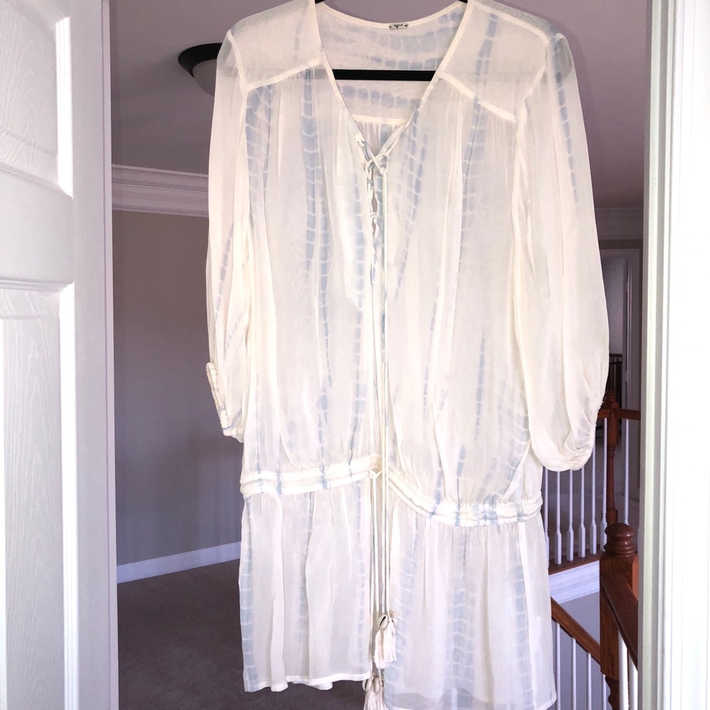 Georgette Tie Dye Dress Dusty Blue